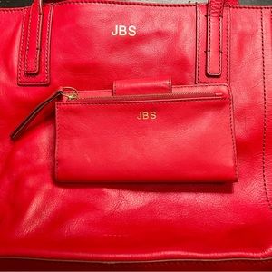 Fossil Leather Tote w/matching wallet